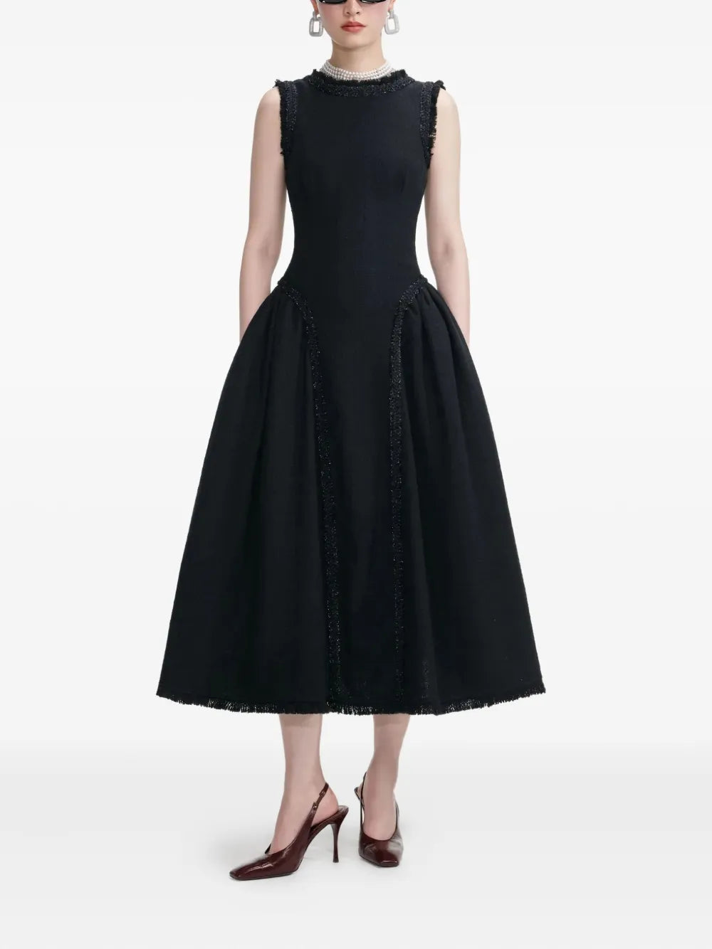 Self Portrait Embellished Tweed Dress