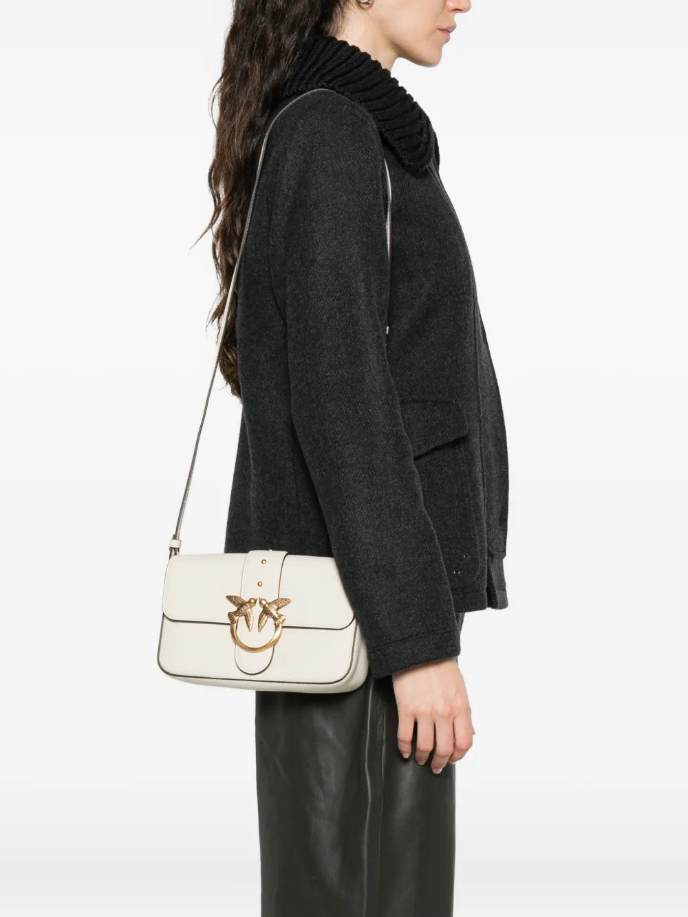 Pinko Love Birds Leather Shoulder Bag