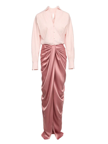 Vpm Atelier Corynna Draped Satin Panel Maxi Dress