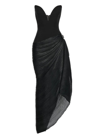 Vpm Atelier Tess Sweetheart Neckline Pleated Maxi Dress