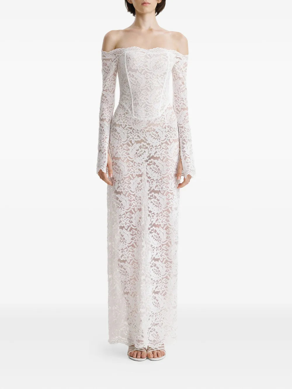 2310 Studio Lace Corset Off Shoulder Maxi Dress