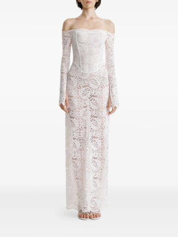2310 Studio Lace Corset Off Shoulder Maxi Dress