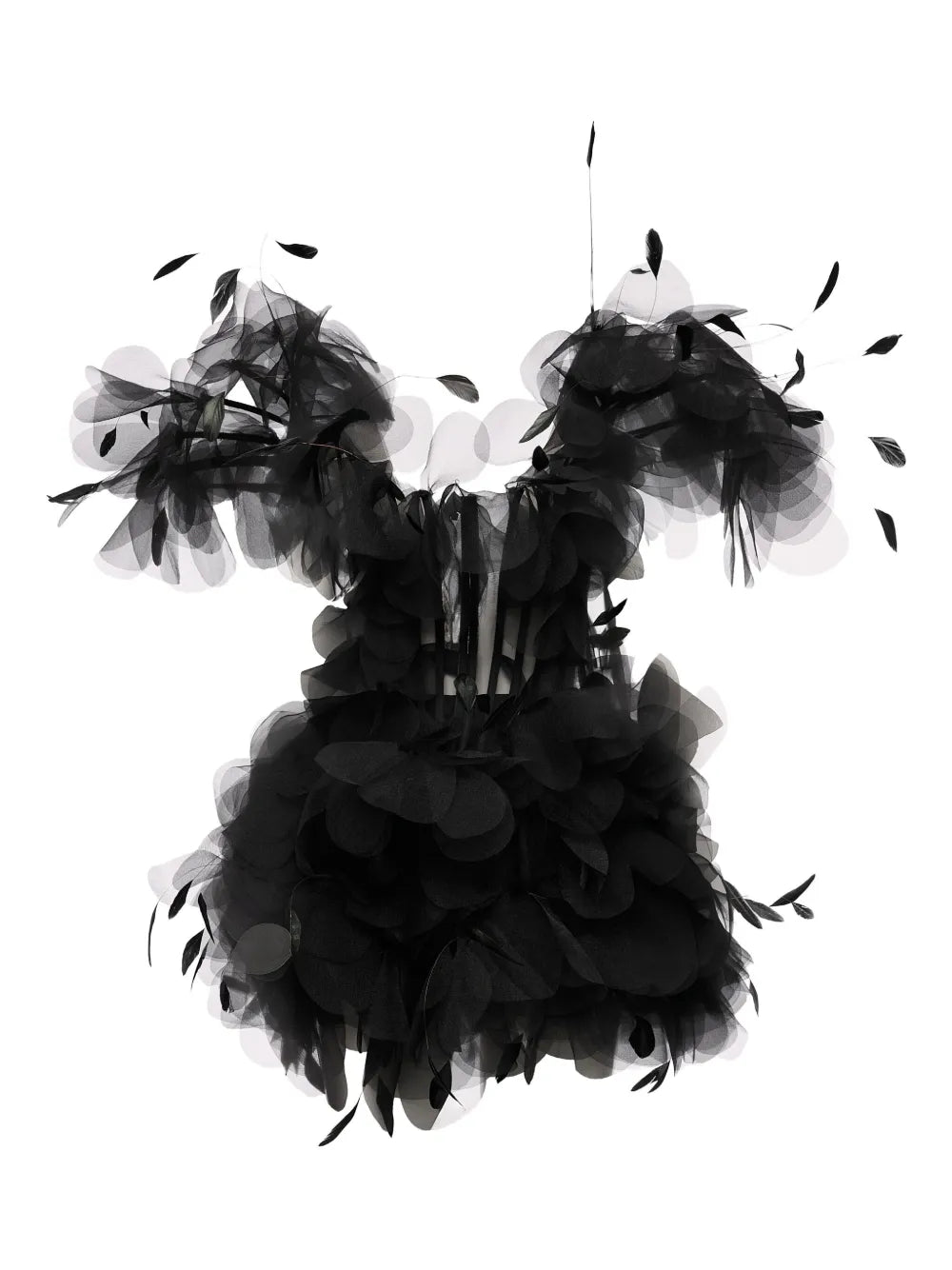 Ana Radu Feather Trimmed Ruffled Dress
