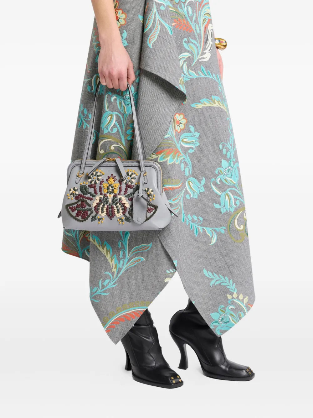 Etro Embroidered Leather Shoulder Bag