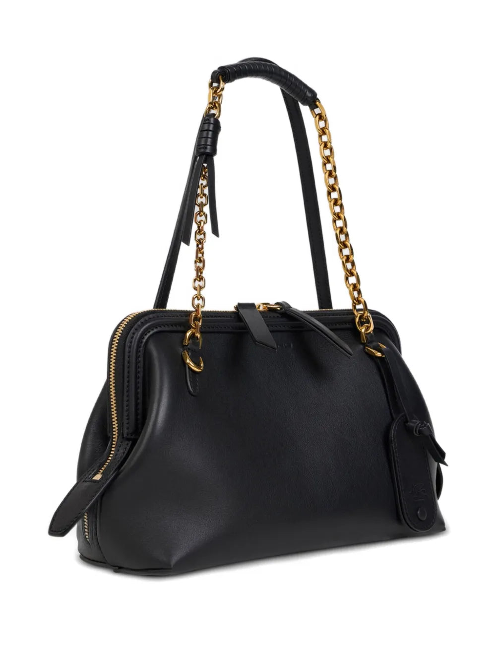 Etro Chain Trimmed Leather Shoulder Bag