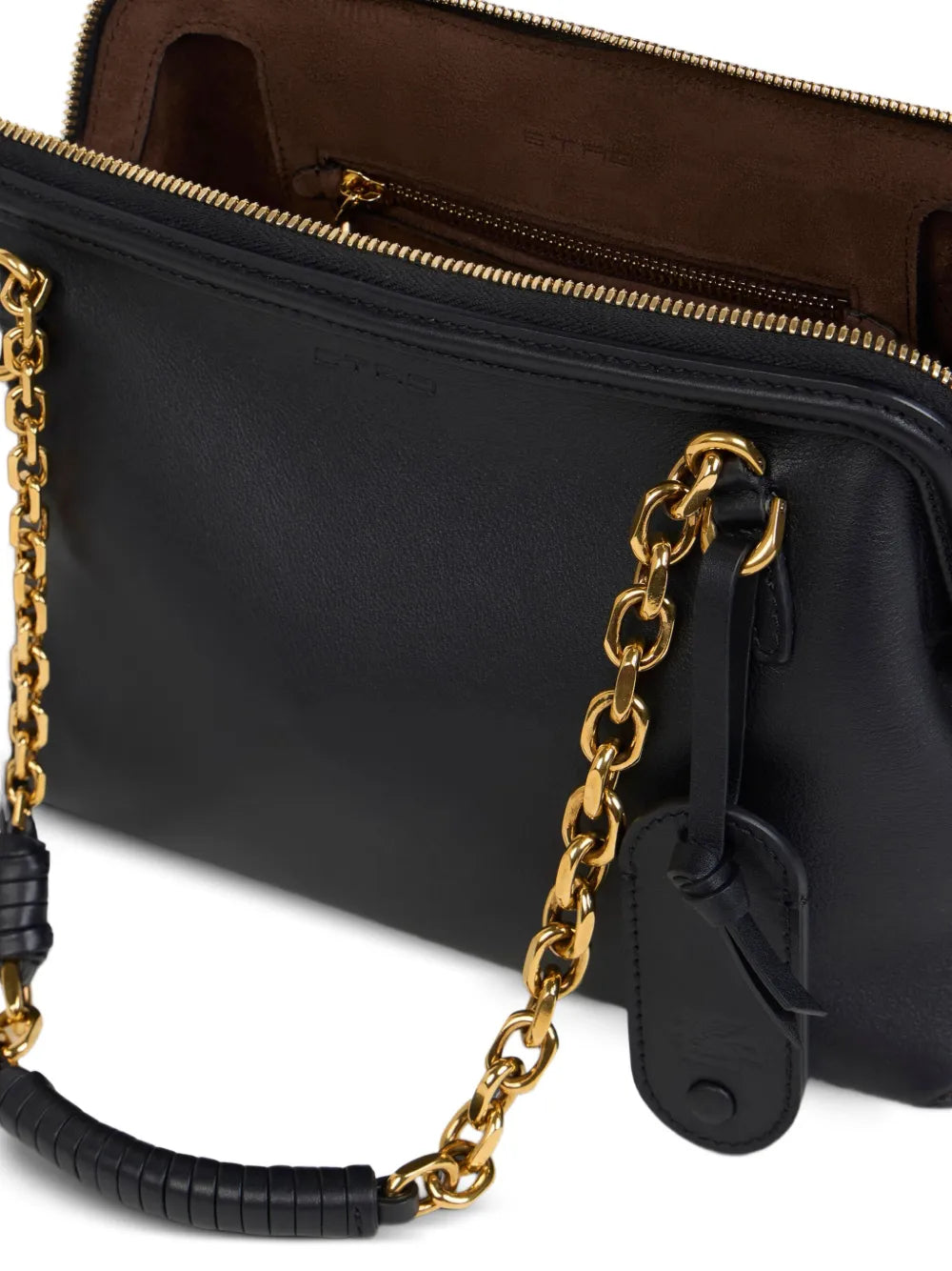 Etro Chain Trimmed Leather Shoulder Bag