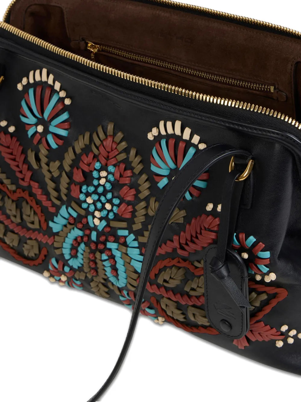Etro Embroidered Leather Shoulder Bag