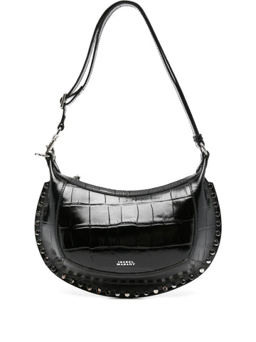 Isabel Marant Oskan Moon Crocodile Embossed Studded Shoulder Bag