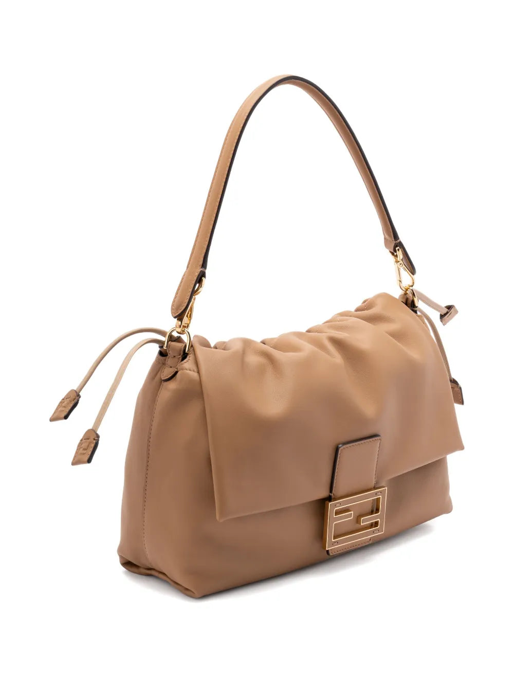 Fendi Large Mamma Baguette Logo Plaque Gathered Shoulder Bag