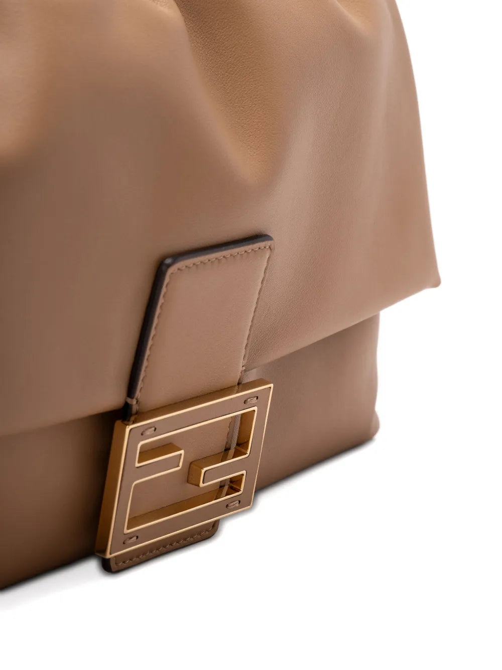 Fendi Large Mamma Baguette Logo Plaque Gathered Shoulder Bag