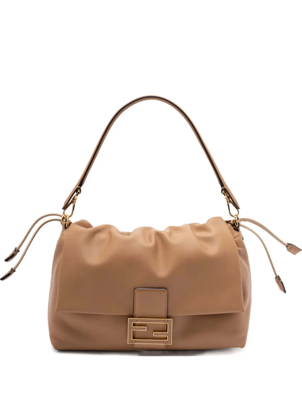 Fendi Large Mamma Baguette Logo Plaque Gathered Shoulder Bag