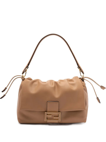 Fendi Large Mamma Baguette Logo Plaque Gathered Shoulder Bag