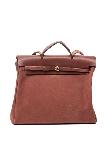 Hermes Pre Owned Leather Trimmed Shoulder Bag