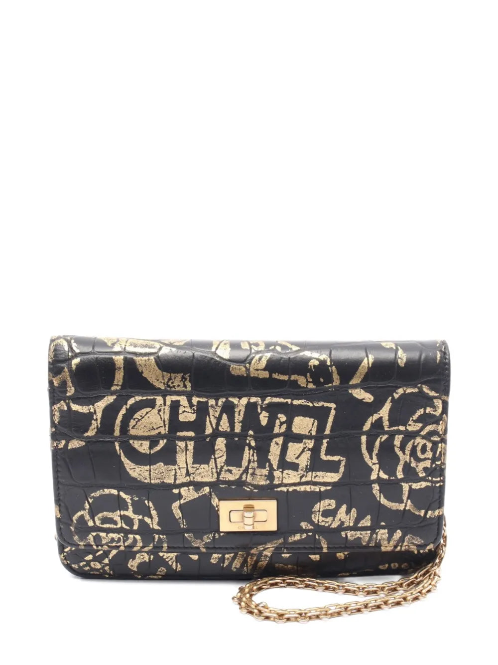 Chanel Pre Owned Mini 2019 Crocodile Embossed Chain Shoulder Bag
