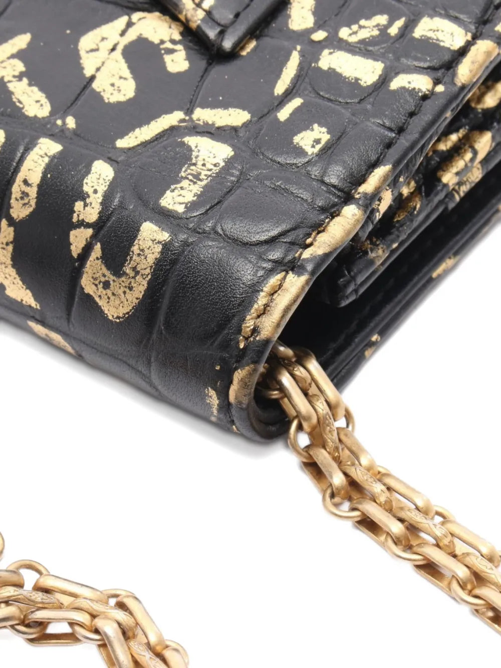 Chanel Pre Owned Mini 2019 Crocodile Embossed Chain Shoulder Bag