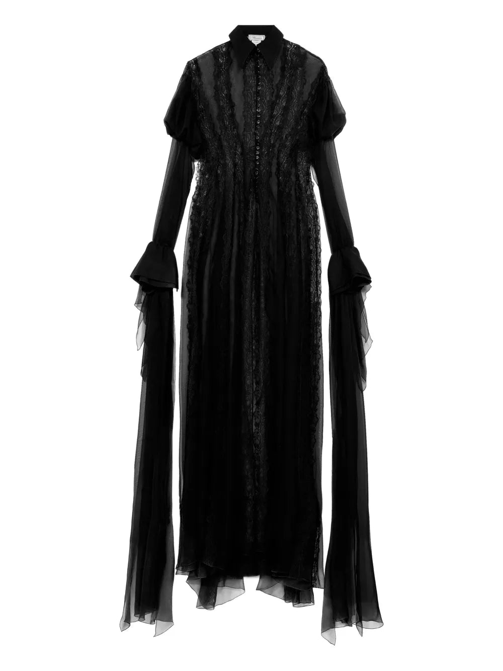 Blumarine Lace Panelled Puff Sleeve Top