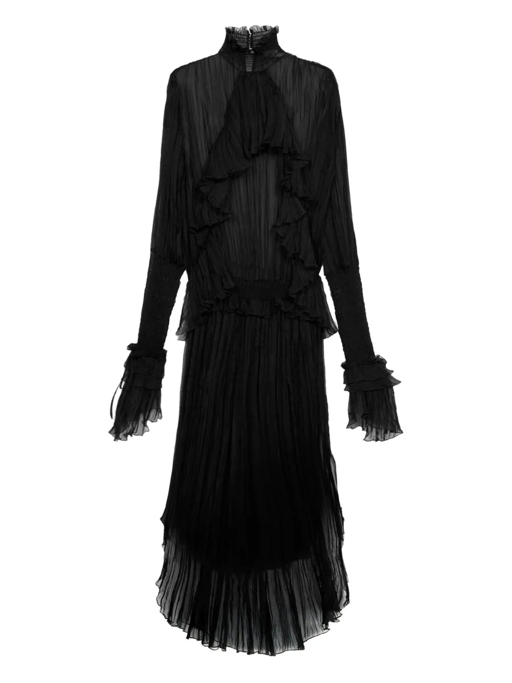 Blumarine Pleated Ruffled Maxi Dress