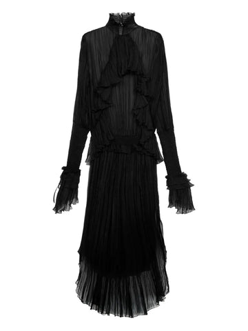 Blumarine Pleated Ruffled Maxi Dress