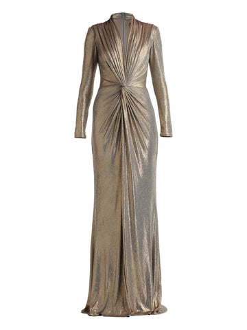 Tadashi Shoji Pleated Knot Front Maxi Dress