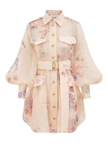 Zimmermann Floral Print Belted Mini Dress