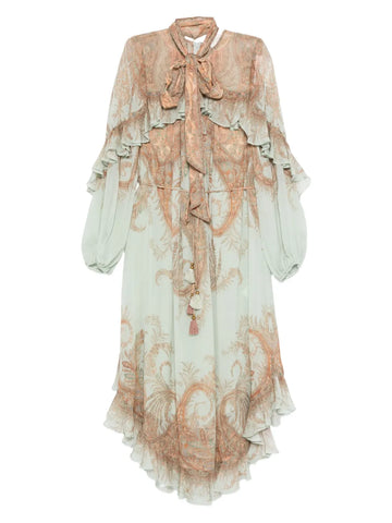 Zimmermann Paisley Print Ruffled Dress
