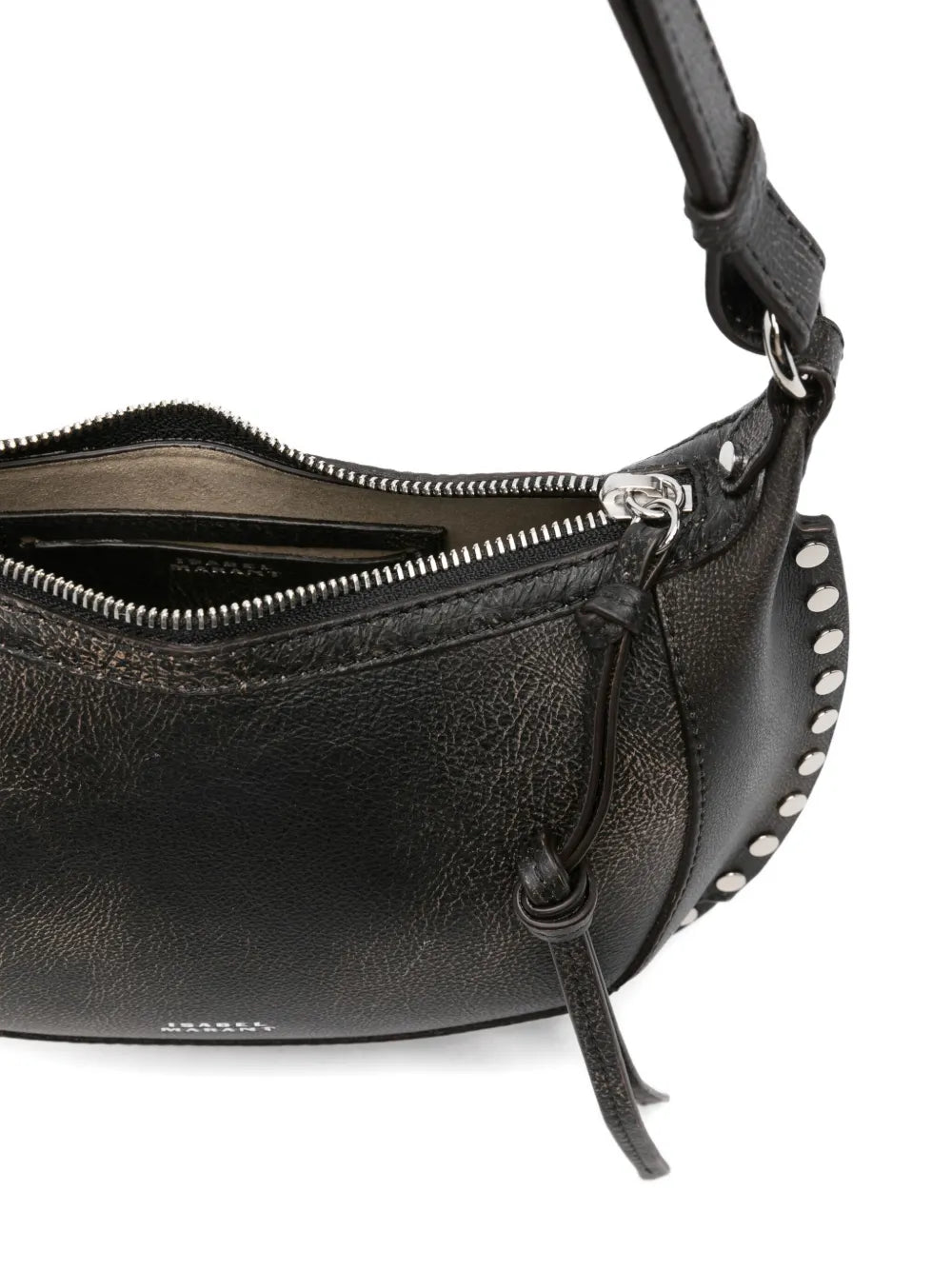 Isabel Marant Oskan Moon Stud Embellished Leather Shoulder Bag