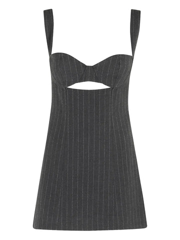Retrofete Ariya Cutout Pinstripe Mini Dress