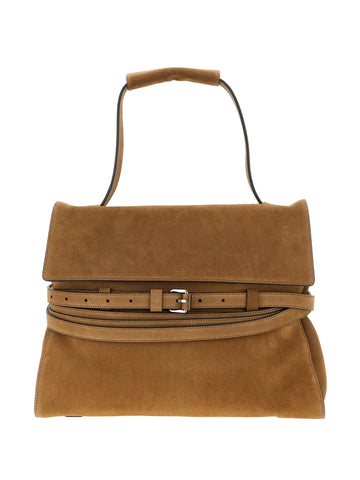 Moschino Medium Tie Me Belt Detail Suede Shoulder Bag