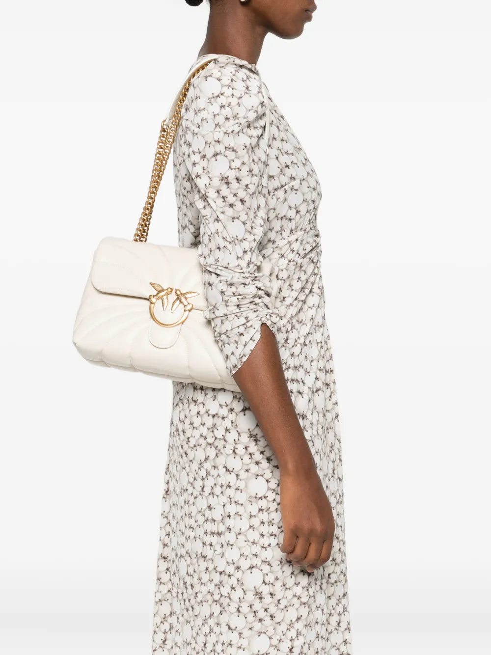 Pinko Quilted Bird Embellished Shoulder Bag