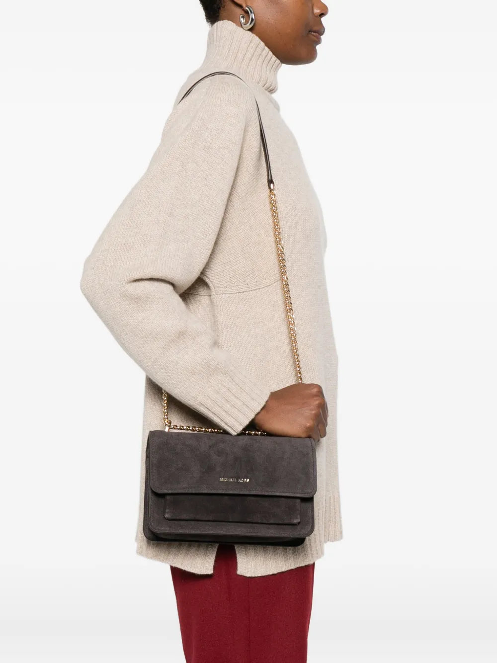 Michael Kors Claire Suede Shoulder Bag