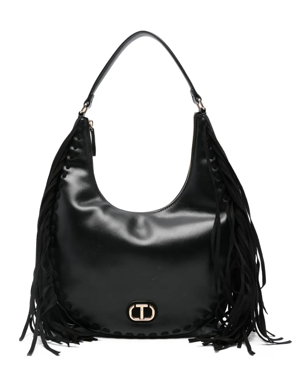 Twinset Fringe Detail Leather Shoulder Bag