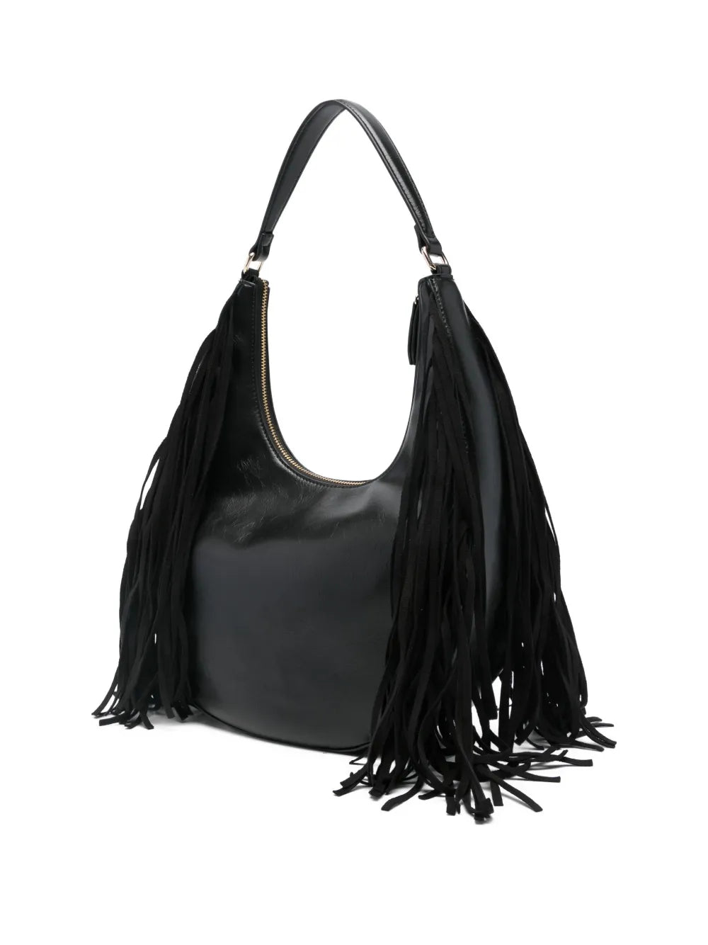 Twinset Fringe Detail Leather Shoulder Bag