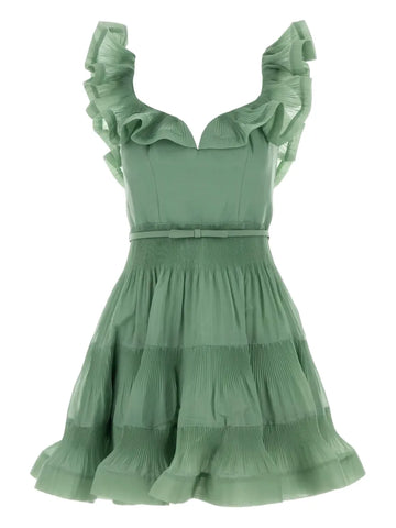 Zimmermann Pleated Ruffled Mini Dress