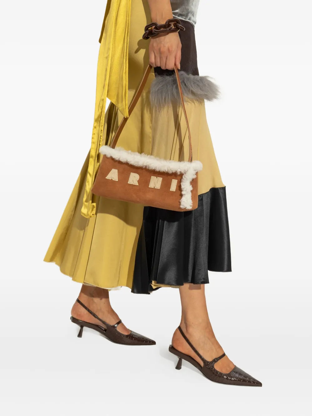 Marni Faux Shearling Applique Shoulder