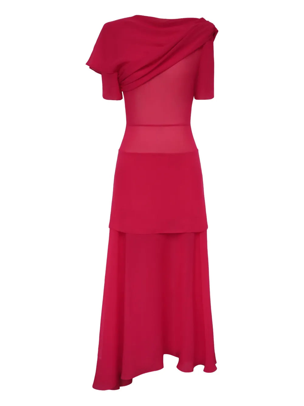 Post Meridiem Asymmetrical Draped Midi Dress