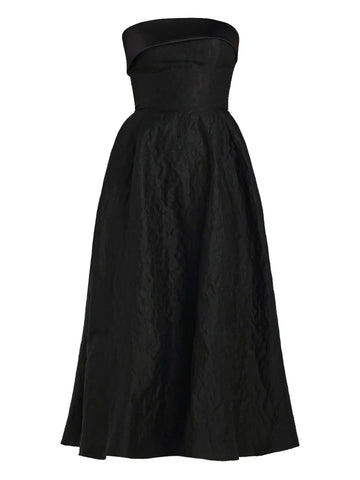 Post Meridiem Jacquard Satin Panel Midi Dress