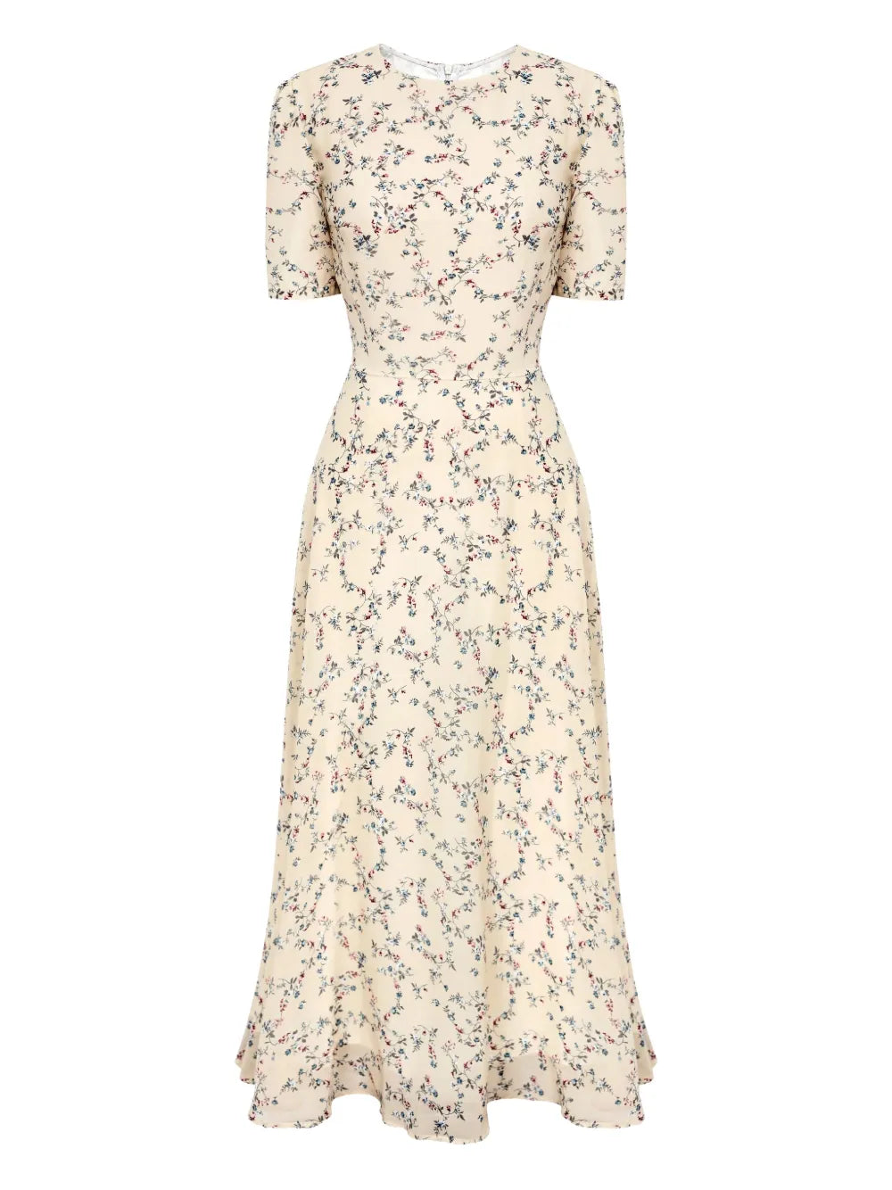 Post Meridiem Puff Sleeve Floral Midi Dress