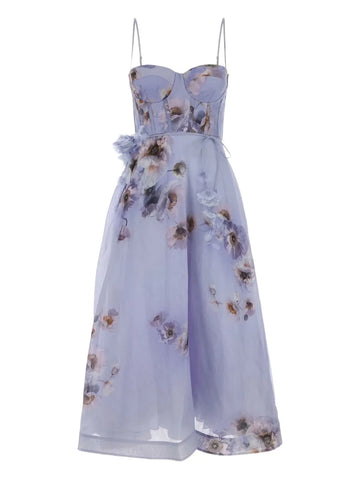 Zimmermann Hypnotic Picnic Floral Print Midi Dress