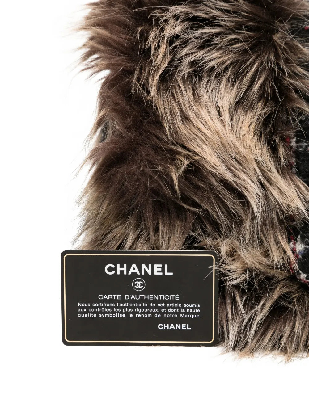 Chanel Pre Owned Classic Flap Faux Fur Tweed Shoulder Bag