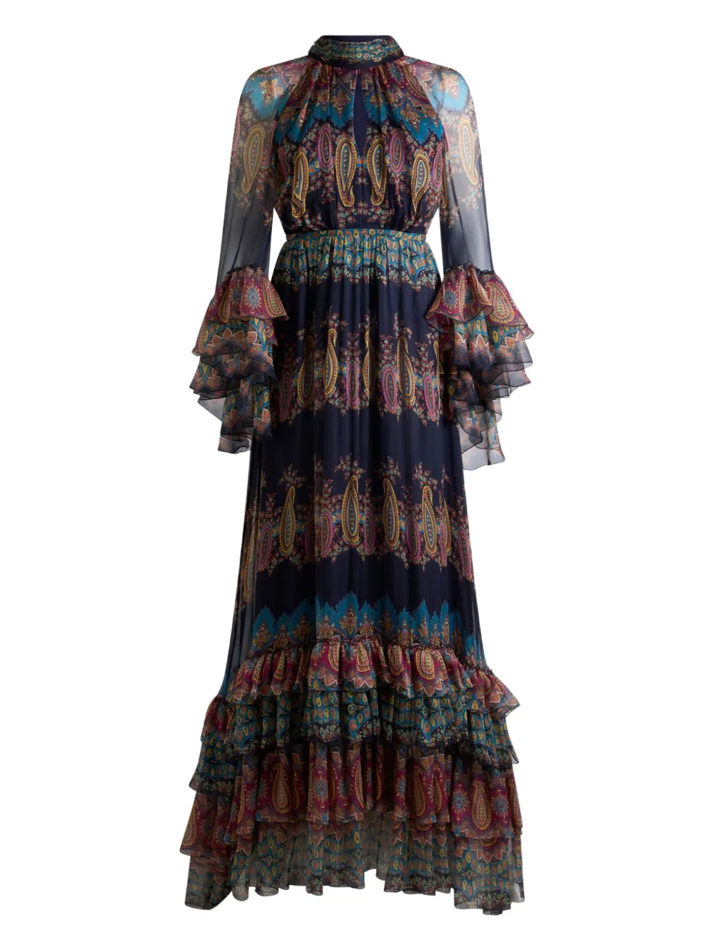 Etro Paisley Print Ruffled Maxi Dress