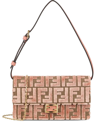Fendi Medium Baguette Jacquard Velvet Shoulder Bag