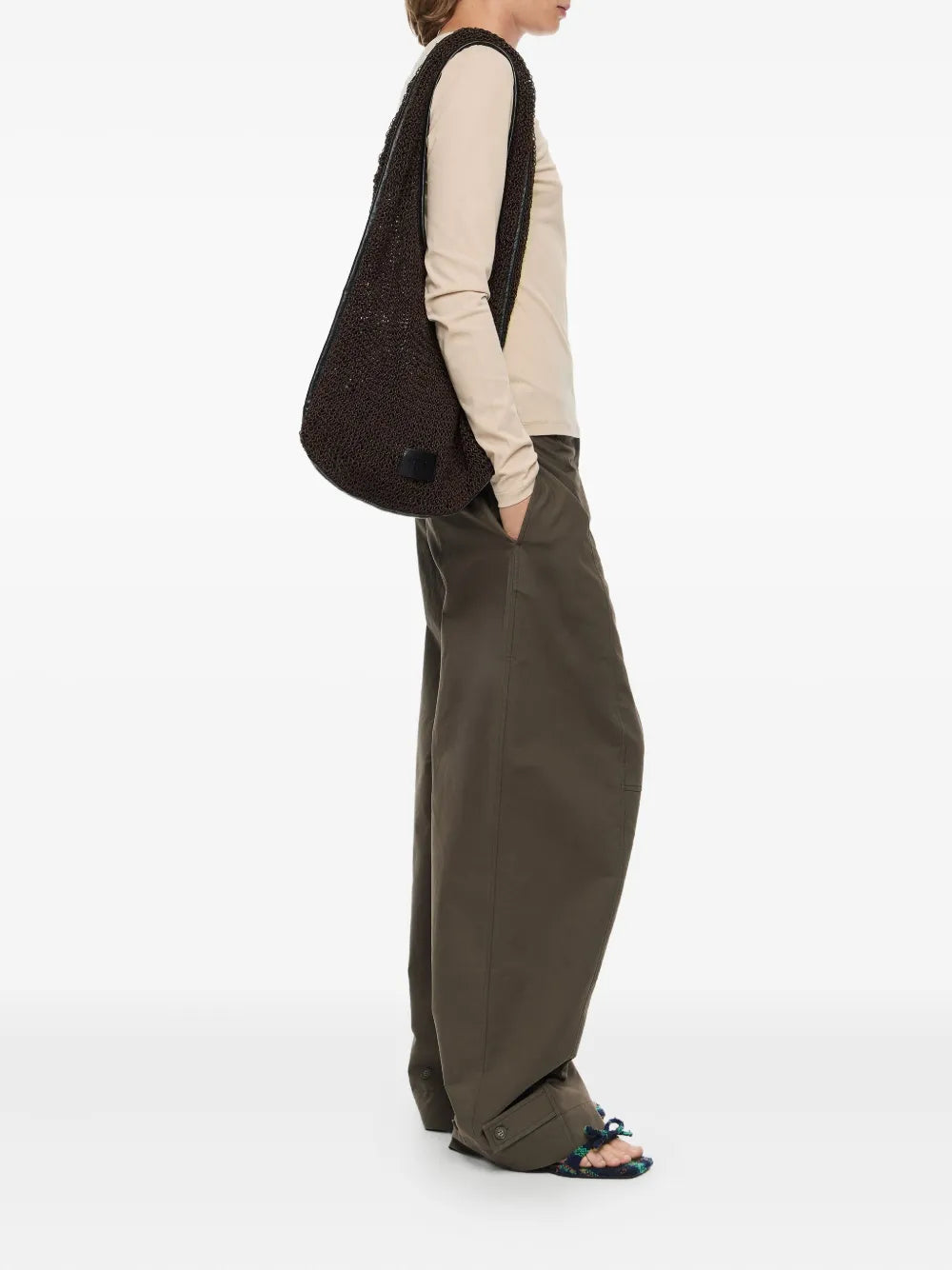 Bimba Y Lola Leather Trimmed Shoulder Bag