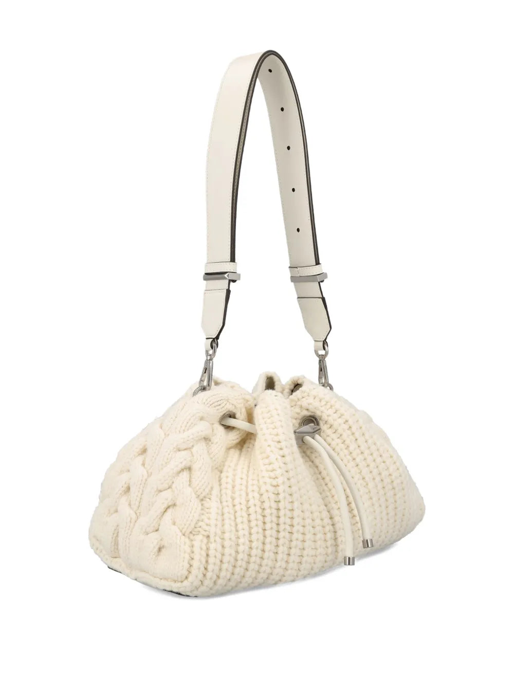 Jimmy Choo Cable Knit Drawstring Shoulder Bag