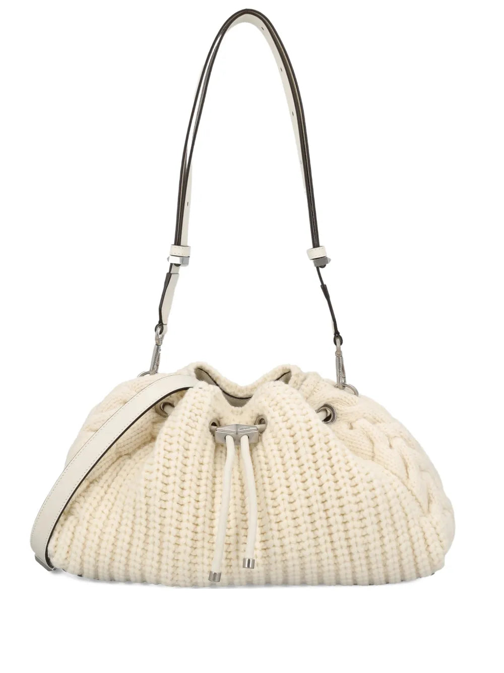 Jimmy Choo Cable Knit Drawstring Shoulder Bag