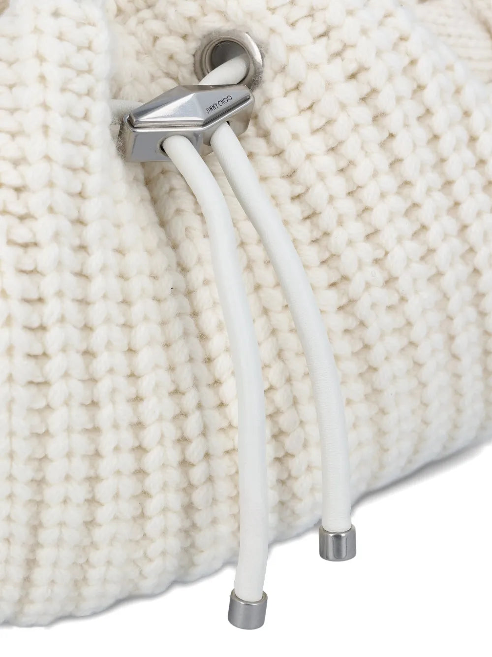 Jimmy Choo Cable Knit Drawstring Shoulder Bag