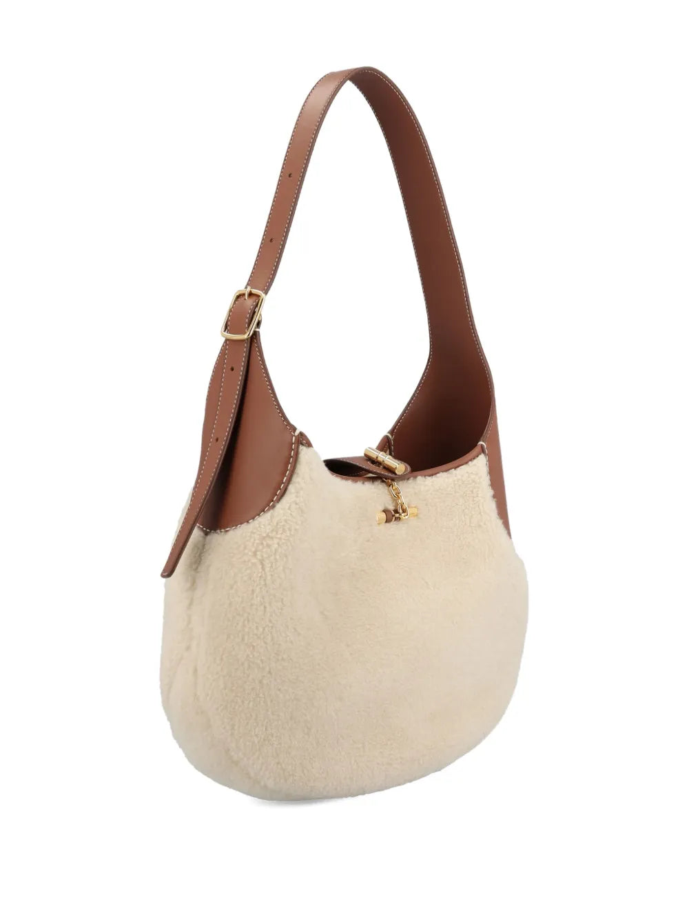 Loro Piana Medium Bobbin Shearling Leather Trim Shoulder Bag
