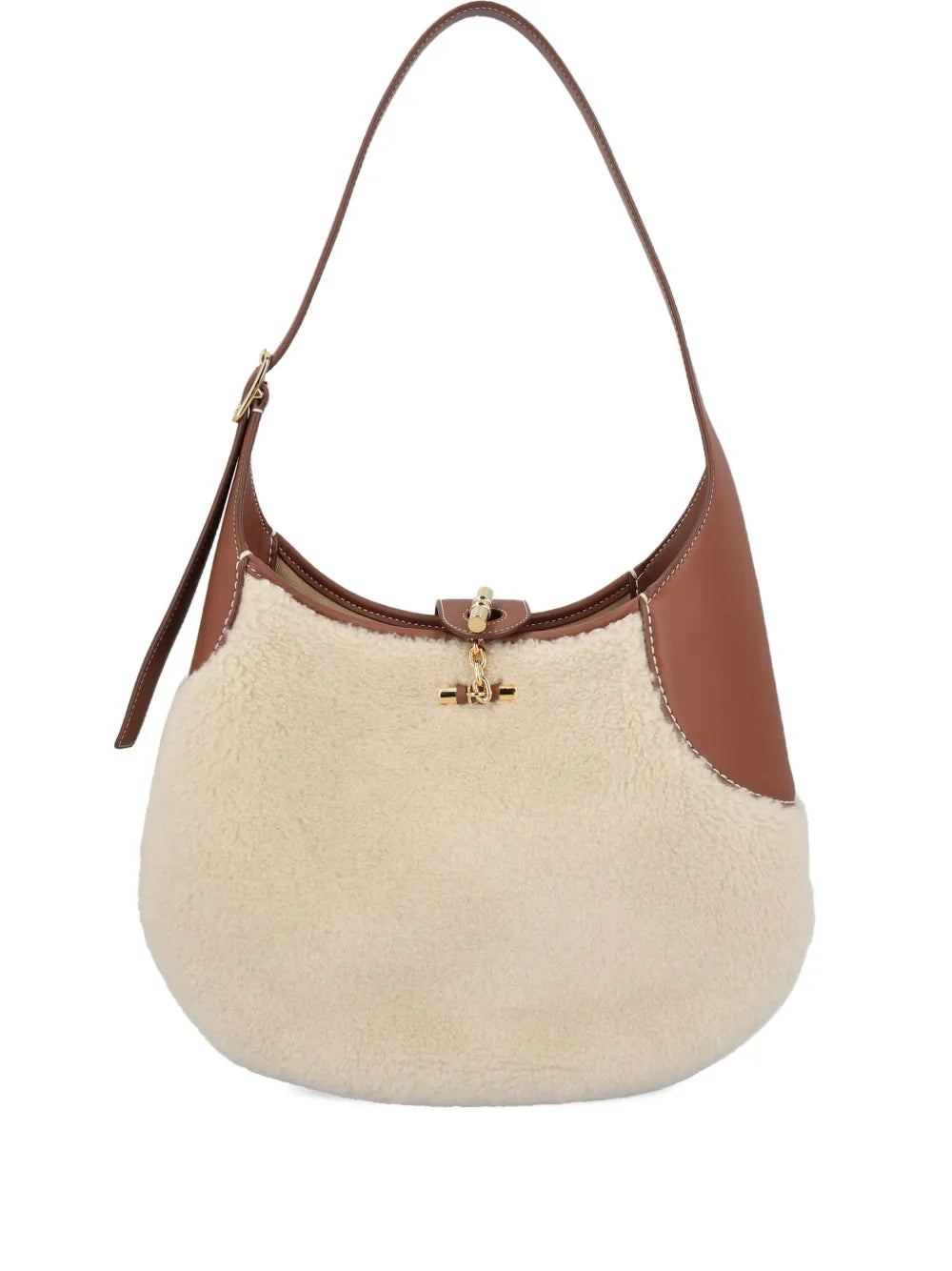 Loro Piana Medium Bobbin Shearling Leather Trim Shoulder Bag