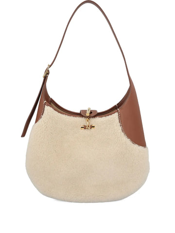 Loro Piana Medium Bobbin Shearling Leather Trim Shoulder Bag