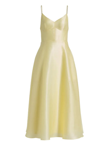 Alberta Ferretti Spaghetti Strap V Neck Midi Dress