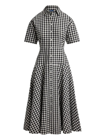 Polo Ralph Lauren Gingham Check Collared Midi Shirt Dress